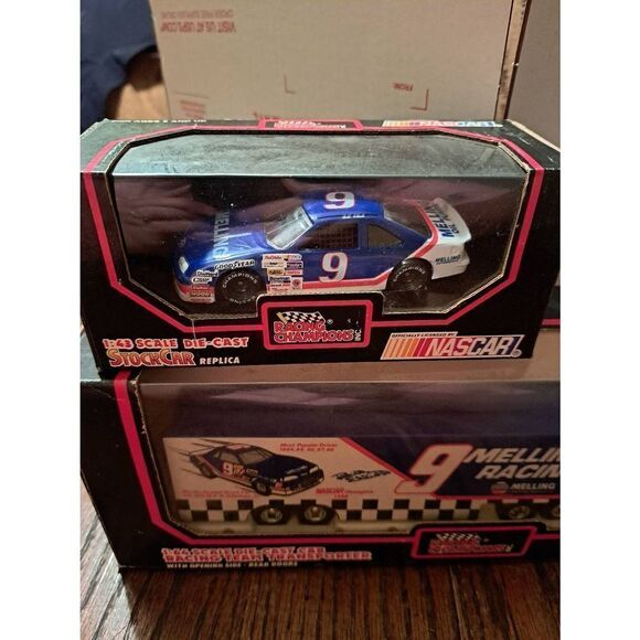 Vintage Racing Champion Bill Elliott Melling Nascar Die Cast Car and Semi Truck - Picture 3 of 9